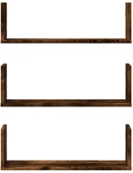 vidaXL Ράφια Τοίχου 3 τεμ. Καπνιστή Δρυς 58x18x18 εκ. Επεξεργ. Ξύλο