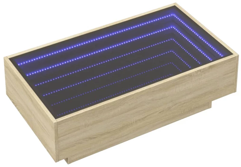 vidaXL Τραπεζάκι Σαλονιού με LED Δρυς 90x50x30 εκ. Επεξεργασμένο Ξύλο