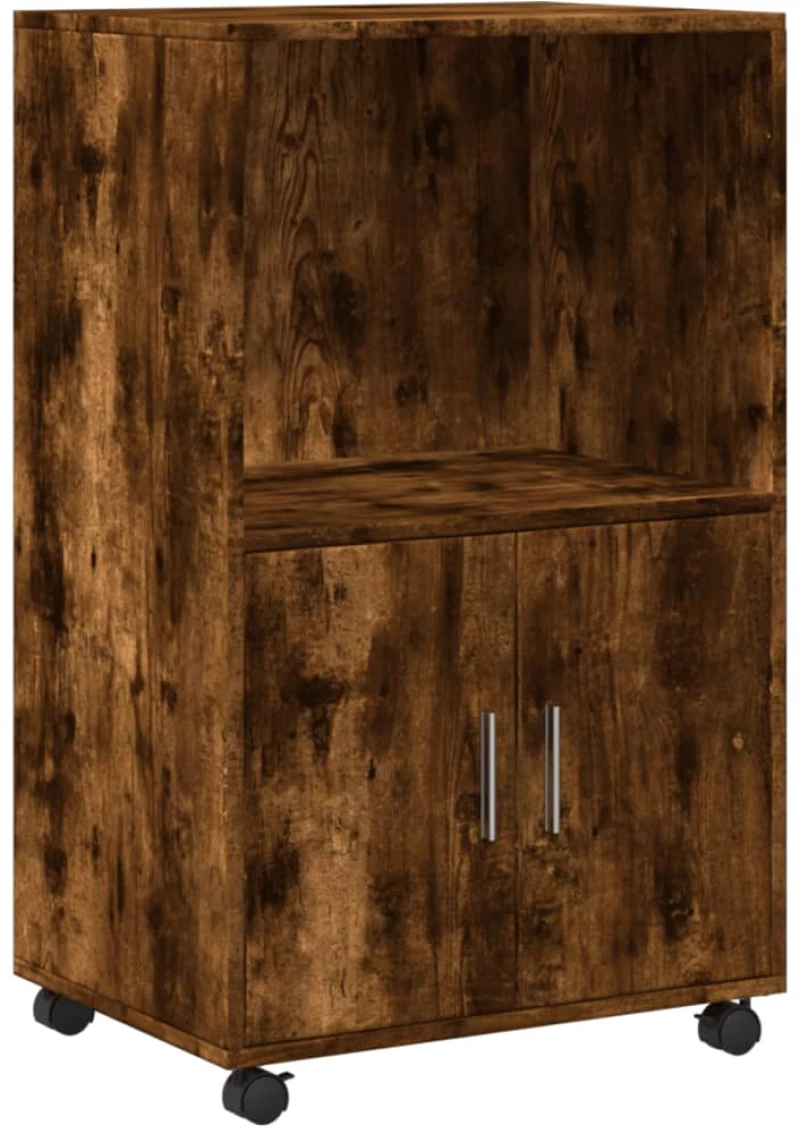 vidaXL Ντουλάπι Με Ροδάκια Καπνιστή Δρυς 55x40x91 εκ. Επεξ. Ξύλο