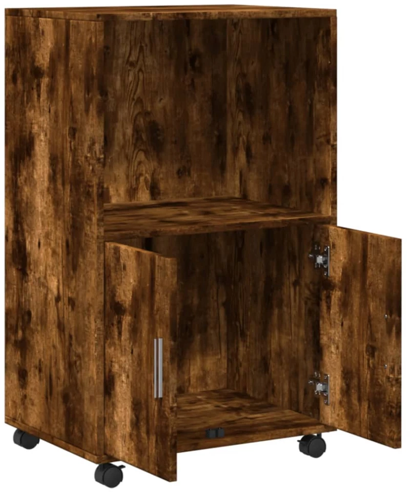 vidaXL Ντουλάπι Με Ροδάκια Καπνιστή Δρυς 55x40x91 εκ. Επεξ. Ξύλο