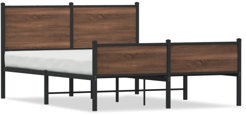 vidaXL Σκελετός Κρεβ. Χωρίς Στρώμα Καφέ Δρυς 150x200 εκ. Μεταλλικό