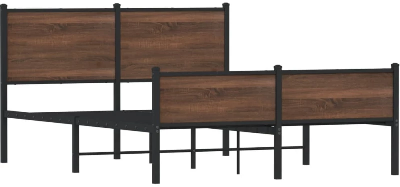 vidaXL Σκελετός Κρεβ. Χωρίς Στρώμα Καφέ Δρυς 150x200 εκ. Μεταλλικό