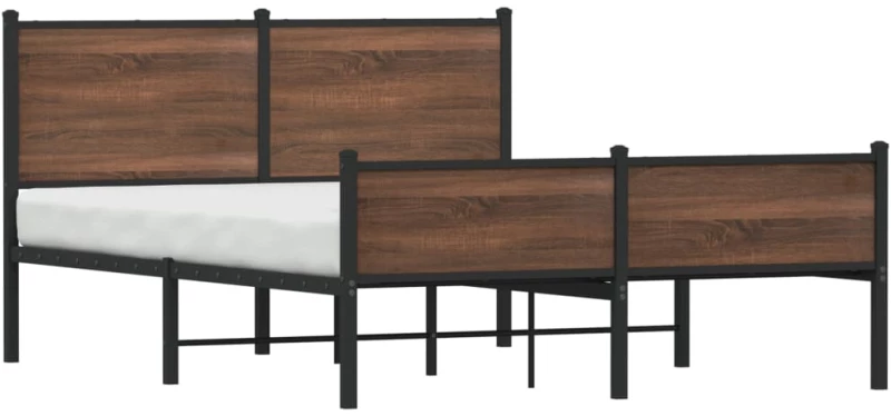 vidaXL Σκελετός Κρεβ. Χωρίς Στρώμα Καφέ Δρυς 150x200 εκ. Μεταλλικό