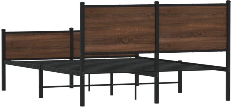 vidaXL Σκελετός Κρεβ. Χωρίς Στρώμα Καφέ Δρυς 150x200 εκ. Μεταλλικό