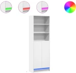 vidaXL Ντουλάπι με LED Λευκό 69x32,5x200 εκ. από Επεξεργασμένο Ξύλο