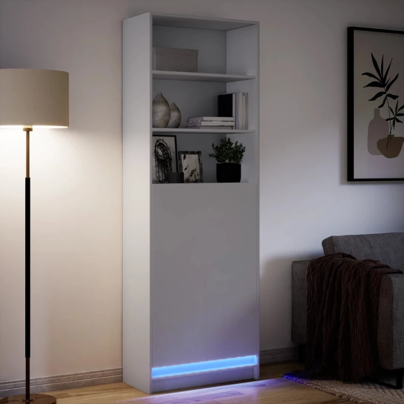 vidaXL Ντουλάπι με LED Λευκό 69x32,5x200 εκ. από Επεξεργασμένο Ξύλο