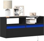 vidaXL Έπιπλο Τοίχου Τηλεόρασης με LED Μαύρο 100x31x45 εκ.