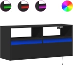 vidaXL Έπιπλο Τοίχου Τηλεόρασης με LED Μαύρο 100x31x45 εκ.