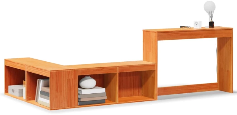 vidaXL Κομοδίνο με Γραφείο 222x122x75 εκ. από Μασίφ Ξύλο Πεύκου
