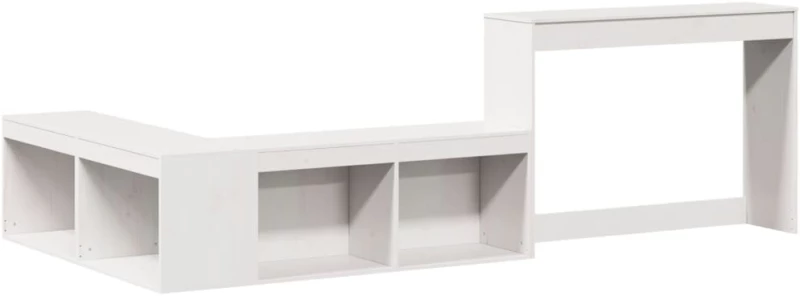 vidaXL Κομοδίνο με Γραφείο Λευκό 232x122x75 εκ. από Μασίφ Ξύλο Πεύκου