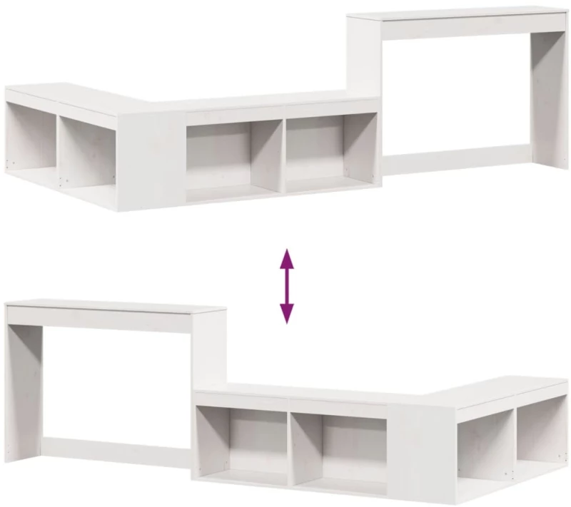 vidaXL Κομοδίνο με Γραφείο Λευκό 232x122x75 εκ. από Μασίφ Ξύλο Πεύκου