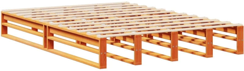 vidaXL Κρεβάτι Βιβλιοθήκη Χωρίς Στρώμα Καφέ 140x200 εκ Μασίφ Πεύκο