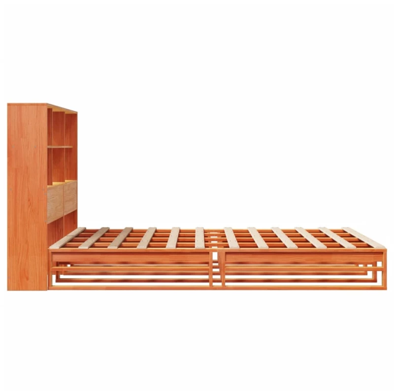 vidaXL Κρεβάτι Βιβλιοθήκη Χωρίς Στρώμα Καφέ 140x200 εκ Μασίφ Πεύκο