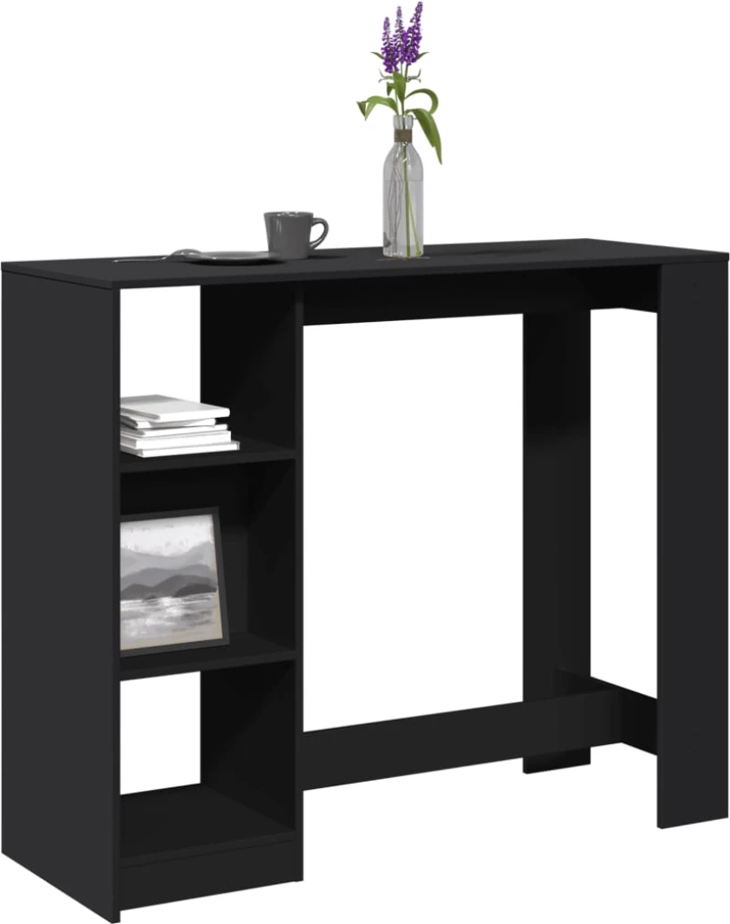 vidaXL Τραπέζι Κονσόλα με Ράφι Μαύρο 124x46x103,5 εκ. Επεξεργ. Ξύλο