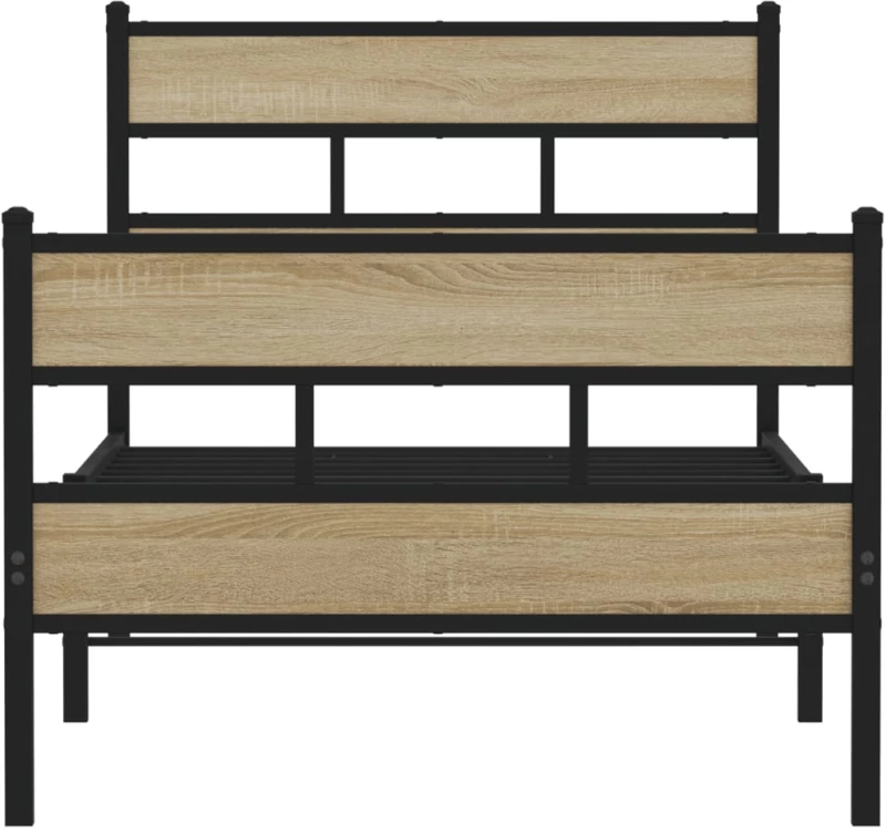 vidaXL Σκελετός Κρεβ. Χωρίς Στρώμα Sonoma Δρυς 100x190 εκ. Μεταλλικό