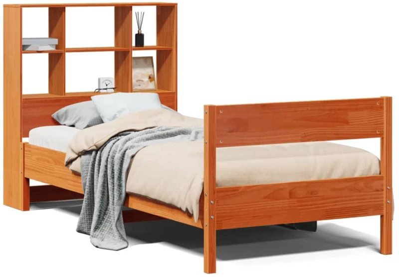 vidaXL Κρεβάτι Βιβλιοθήκη Χωρίς Στρώμα 75x190 εκ Μασίφ Ξύλο Πεύκου