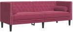 vidaXL Καναπές Chesterfield Σετ 3 Τεμ. με Στηρίγματα Μπορντό Βελούδο