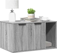 vidaXL Τουαλέτα Γάτας Περίφραξη Γκρι Sonoma 80x50x45εκ Επεξεργασμ Ξύλο