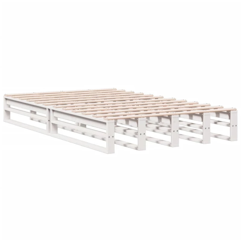 vidaXL Κρεβάτι Βιβλιοθήκη Χωρίς Στρώμα Λευκό 135x190 εκ Μασίφ Πεύκο
