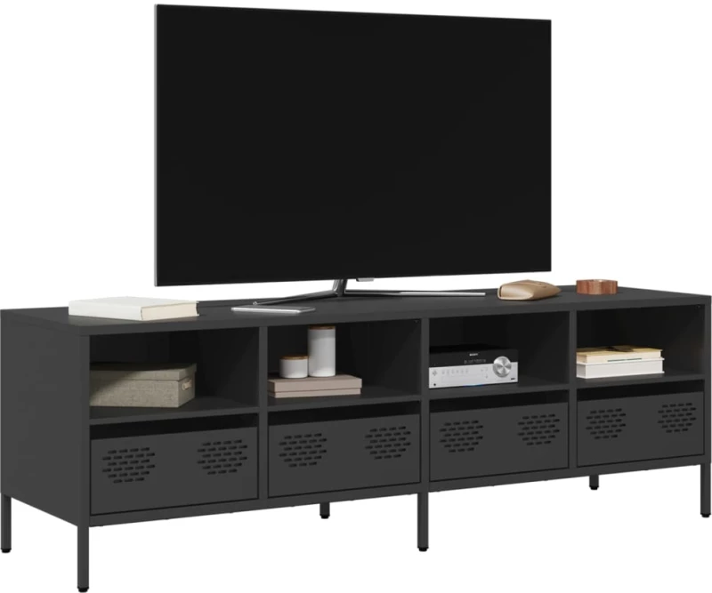 vidaXL Έπιπλο Τηλεόρασης Μαύρο 135x39x43,5 εκ. Ατσάλι Ψυχρής Έλασης