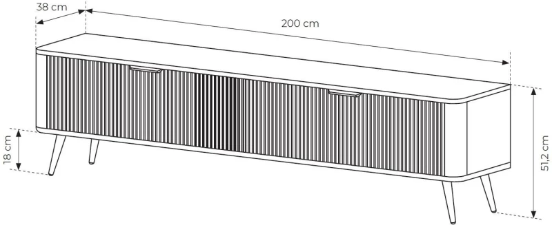 Έπιπλο τηλεόρασης Lante Ανθρακί 200x51x38cm
