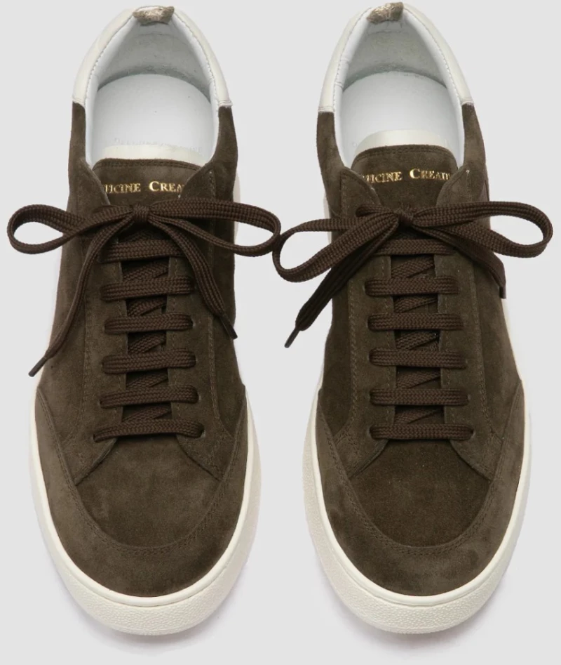 Officine Creative Dime Khaki Suede Low Top Sneakers