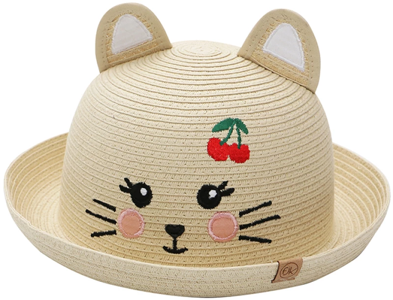 FlapJackKids Ψάθινο Καπέλο UPF 50  -Cat - MEDIUM 2-4 yrs FJKST845M Κορίτσι