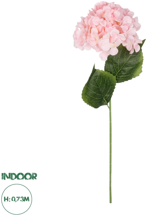 GloboStar® Artificial Garden PINK HYDRANGEA BRANCH 21143 Τεχνητό Διακοσμητικό Κλαδί Ροζ Ορτανσία Y73cm