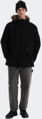 Emerson Men's Jacket With Fur Trimmed Hood - 242.EM10.113-BLACK