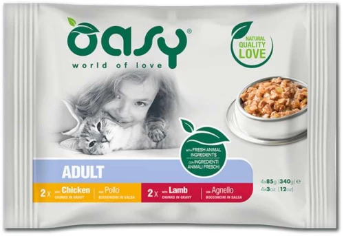 Oasy Cat Pouch Multipack Meat Selection Lamb-Chicken, 4x85gr