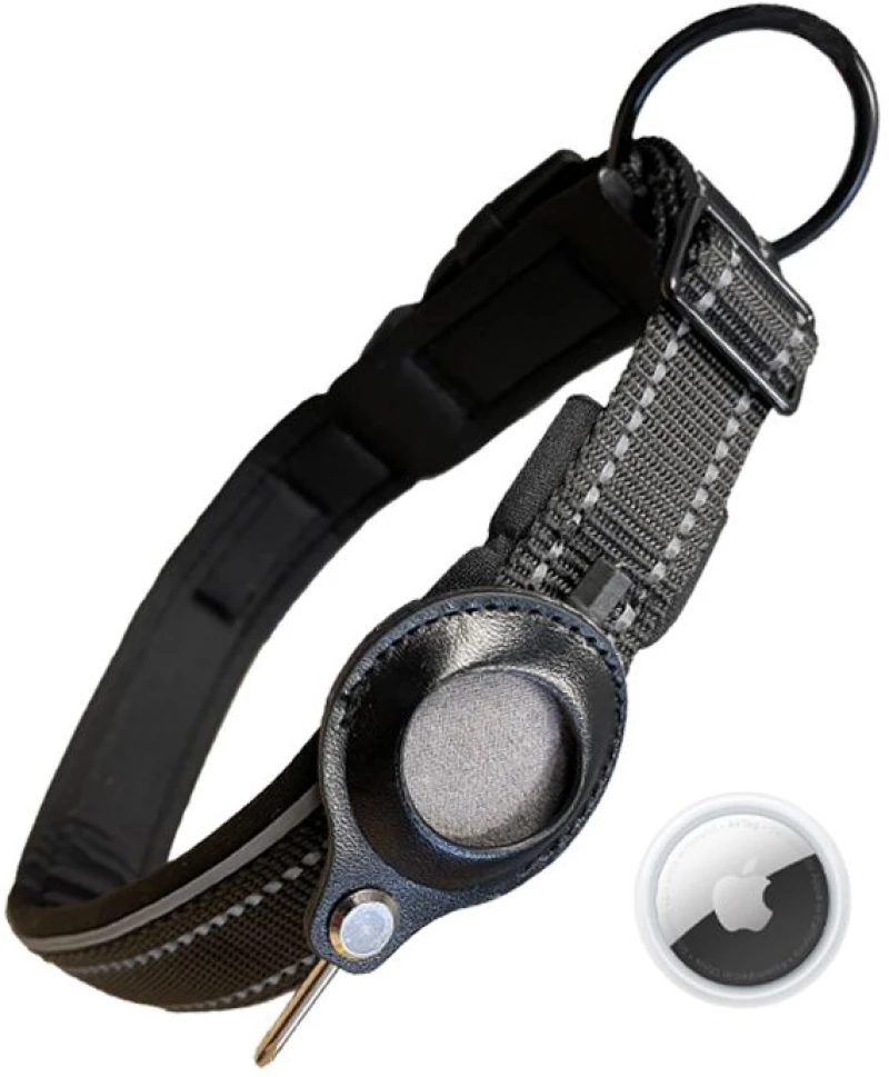 Goget Neoprene Κολάρο με Θήκη AirTag Μαύρο L 3x43-50cm