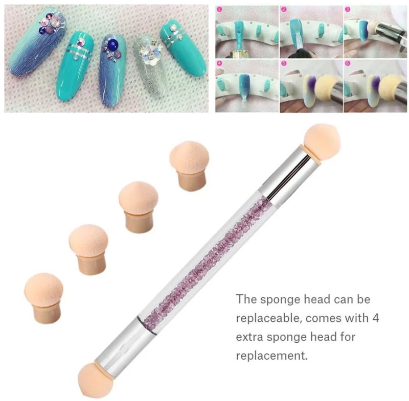 Ombre Sponge Art Tool Πινέλο Νυχιών Με 6 Κεφαλές