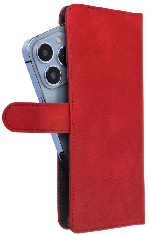 Universal book case COMMON size S for IPHONE 12 / 13 / SAMSUNG S6 / A5 2016 / XCOVER 4 / S22 / HUAWEI P8 2017 red