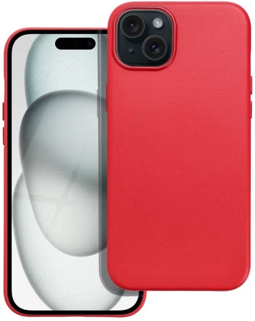 LEATHER MAG COVER case for IPHONE 15 Plus red
