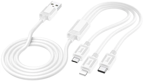 HOCO cable 3in1 USB A to Lightning / Micro USB / Type C 2A X76 1 m white
