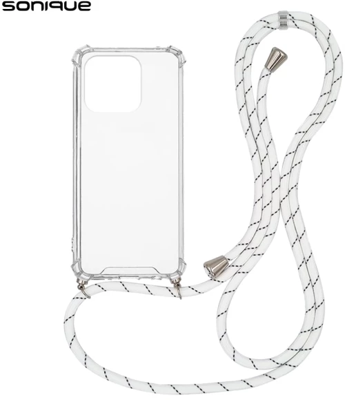 Θήκη Σιλικόνης με Κορδόνι Sonique Armor Clear Xiaomi Redmi 12C Rainbow Λευκό