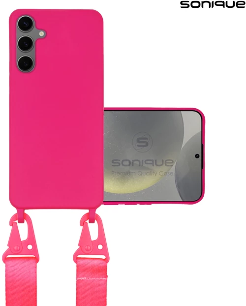 Θήκη Σιλικόνης με Strap CarryHang Sonique Samsung Galaxy S24 Φουξ