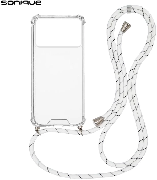 Θήκη Σιλικόνης με Κορδόνι Sonique Armor Clear Xiaomi Poco X6 Pro 5G Rainbow Λευκό