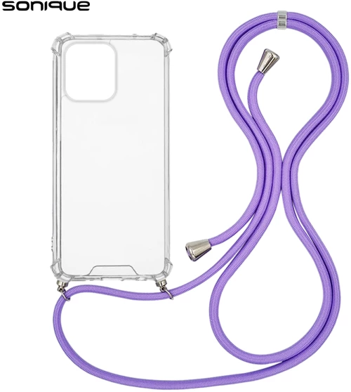 Θήκη Σιλικόνης με Κορδόνι Sonique Armor Clear Xiaomi Redmi Note 13 4G Λιλά