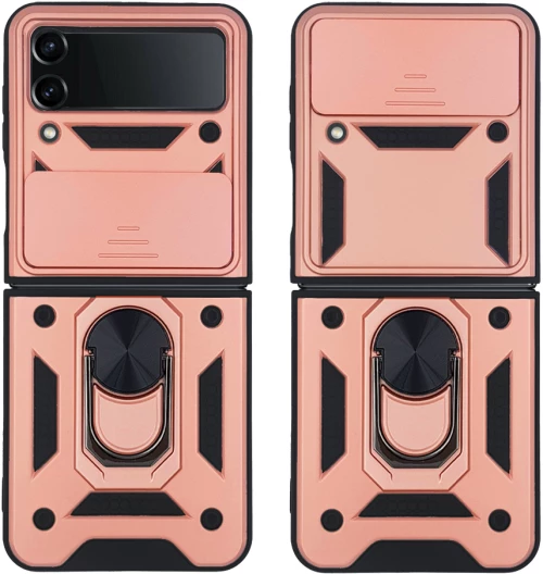 Θήκη Ring Armor CamPro Sonique για Samsung (Large Hole) Galaxy Z Flip 4 Ροζ Χρυσό