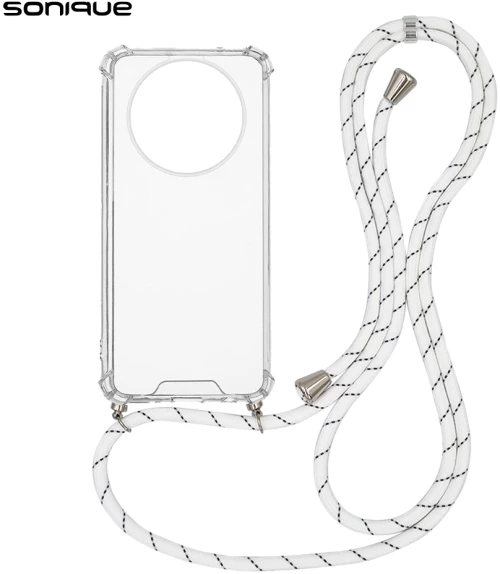 Θήκη Σιλικόνης με Κορδόνι Sonique Armor Clear Realme 11 Pro 5G / Realme 11 Pro Plus 5G Rainbow Λευκό