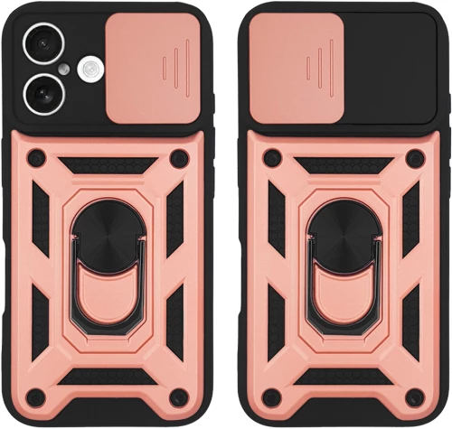 Θήκη Ring Armor CamPro Sonique για Apple iPhone 16 Plus Ροζ Χρυσό