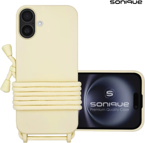 Θήκη Σιλικόνης με Κορδόνι CarryHang Sonique Apple iPhone 16 Μπεζ