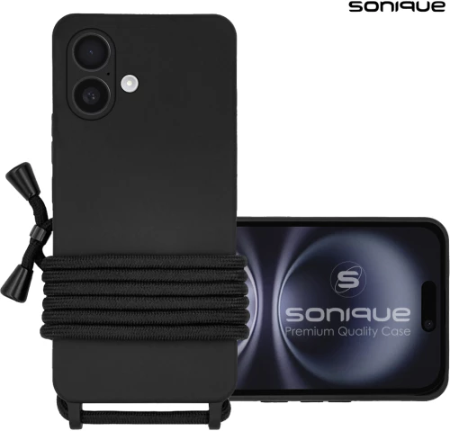 Θήκη Σιλικόνης με Κορδόνι CarryHang Sonique Apple iPhone 16 Μαύρο