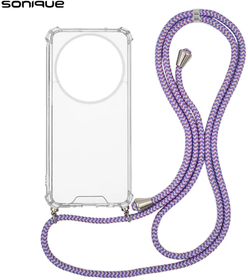 Θήκη Σιλικόνης με Κορδόνι Sonique Armor Clear Xiaomi Redmi A3 / Redmi A3x Rainbow Λιλά