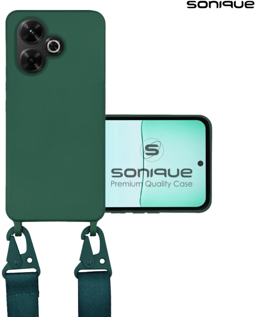 Θήκη Σιλικόνης με Strap CarryHang Sonique Xiaomi Redmi 13 4G / Poco M6 4G Πράσινο Σκούρο