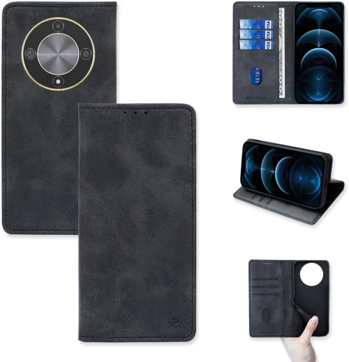 Θήκη Πορτοφόλι Vintage Magnet Wallet Sonique Honor Magic6 Lite 5G Μαύρο