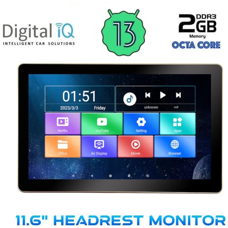 DIGITAL IQ CV1180_HR 11.6” HEADREST MONITOR