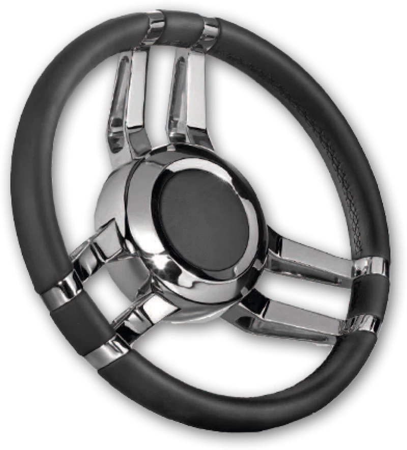 Τιμόνι Inox Marine Isotta Carlota με Μαύρο Δέρμα 350mm