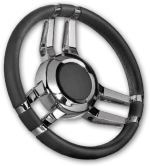 Τιμόνι Inox Marine Isotta Carlota με Μαύρο Δέρμα 350mm